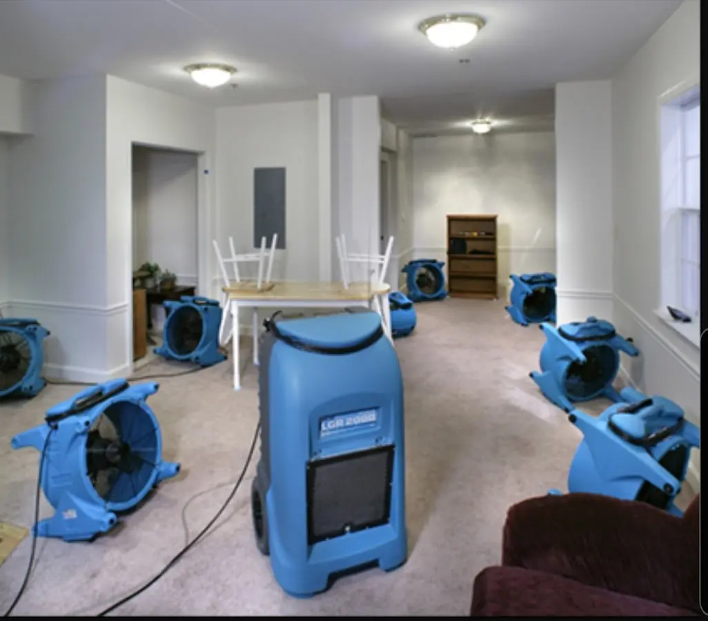 Air movers and dehumidifier setup for Water Damage Restoration in Summit View